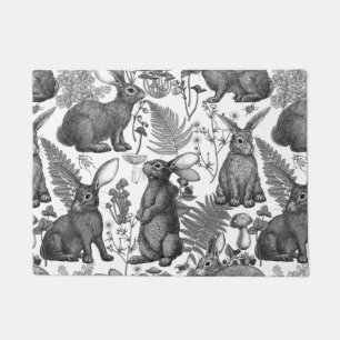 Rabbits and woodland flora2 Doormat