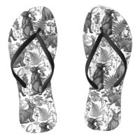 Rabbits and woodland flora2 Flip Flops