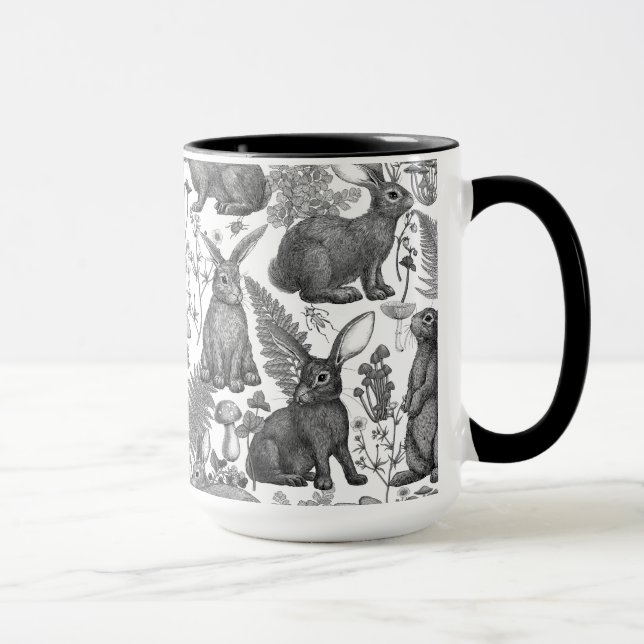 Rabbits and woodland flora2 Mug (Right)