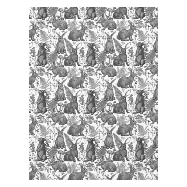 Rabbits and woodland flora2 Tablecloth (Front)