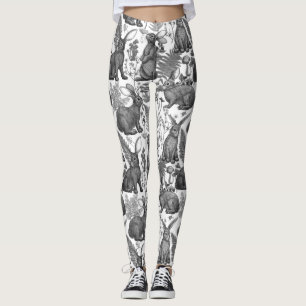 Rabbits and woodland flora2Leggings Leggings