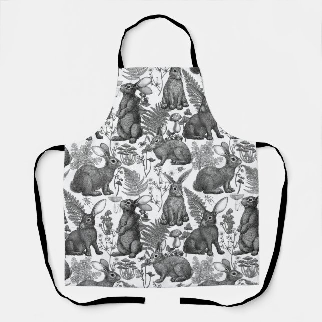 Rabbits and woodland flora 2 apron (Front)