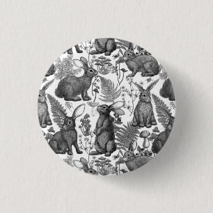 Rabbits and woodland flora 2 Button