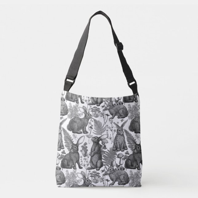Rabbits and woodland flora 2Crossbody Bag (Front)