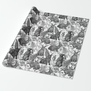 Rabbits and woodland flora 2Wrapping Paper