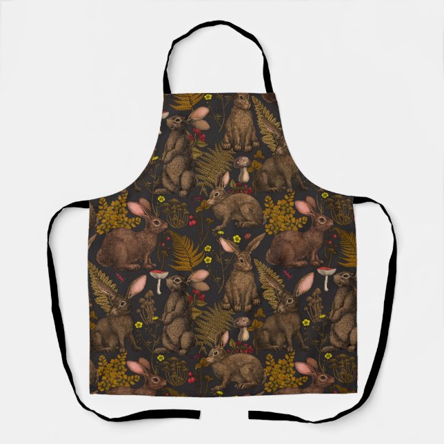 Rabbits and woodland flora 3 apron (Front)