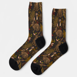 Rabbits and woodland flora 3Socks Socks