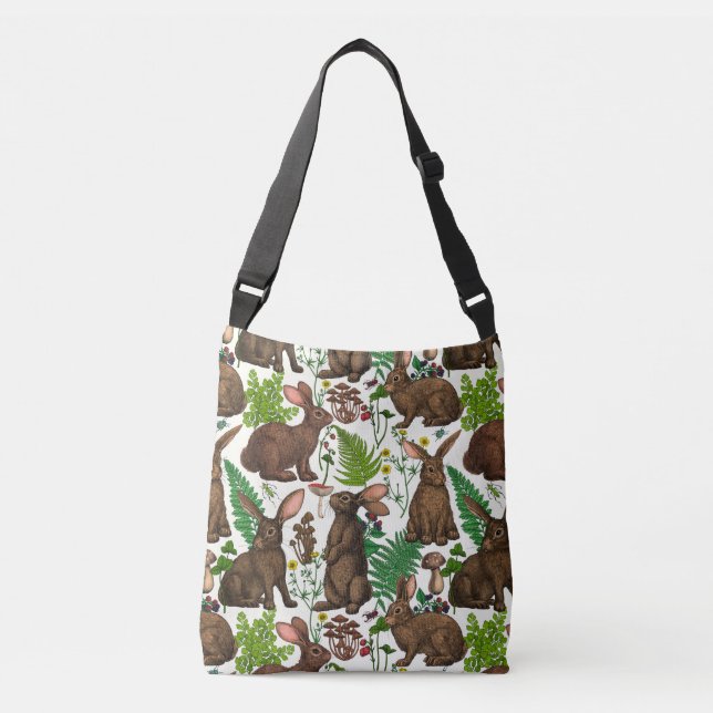 Rabbits and woodland flora 4 crossbody bag (Front)