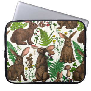 Rabbits and woodland flora 4 laptop sleeve