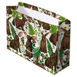 Rabbits and woodland flora 4 large gift bag