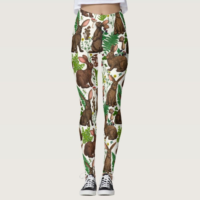 Rabbits and woodland flora 4 leggings (Front)