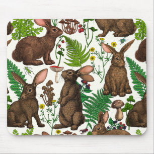 Rabbits and woodland flora 4 mouse mat