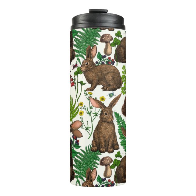 Rabbits and woodland flora 4 thermal tumbler (Front)