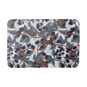 Rabbits and woodland flora Bath Mat