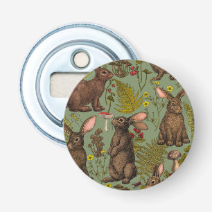 Rabbits and woodland flora Bottle Opener