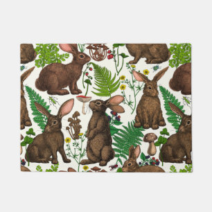 Rabbits and woodland flora Doormat
