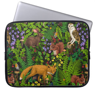 Rabbits and woodland flora Laptop Sleeve