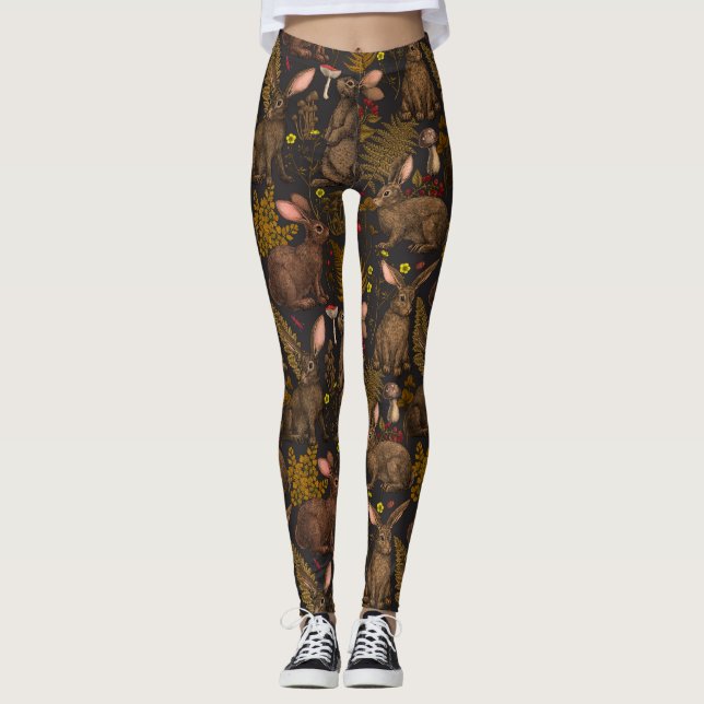 Rabbits and woodland flora Leggings (Front)
