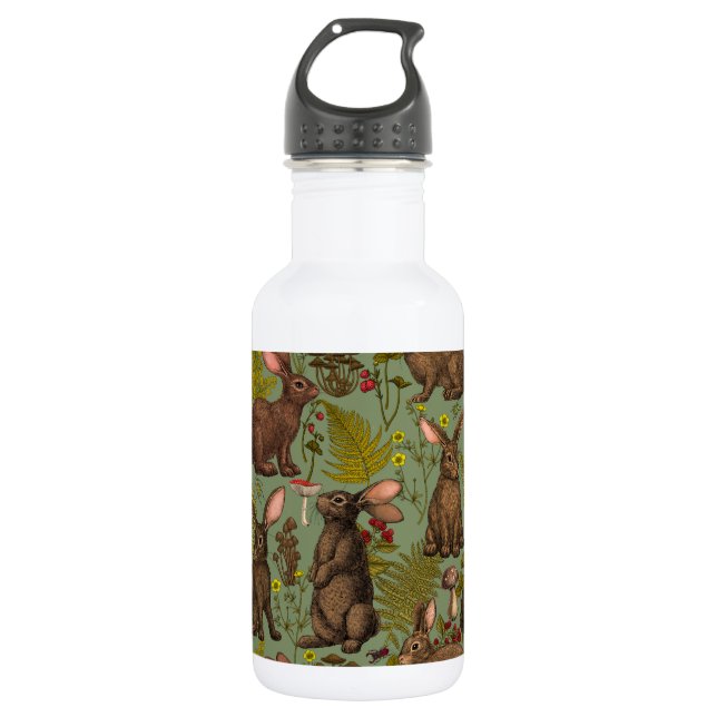 Rabbits and woodland  Stainless Steel Water Bottle (Front)