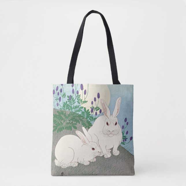 Rabbits at Full Moon by Ohara Koson, Tote Bag (Front)