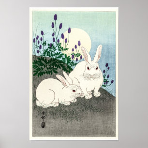 Rabbits at full moon - Ohara Koson Poster