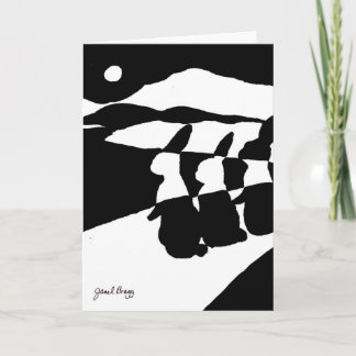 Rabbits at Night on Winding Road Holiday Card