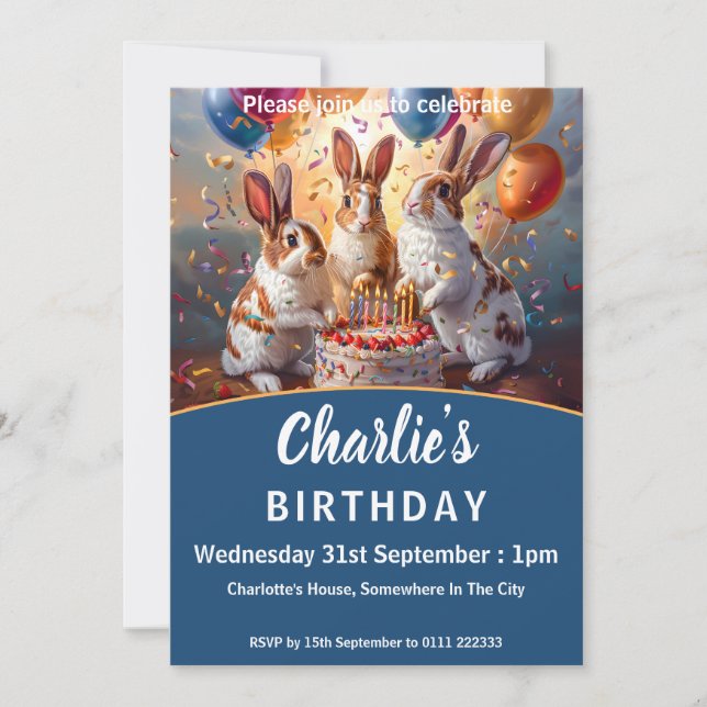 Rabbits Birthday Invitation (Front)