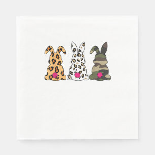 Rabbits Bunnies Leopard Camouflage Happy Easter Da Napkin