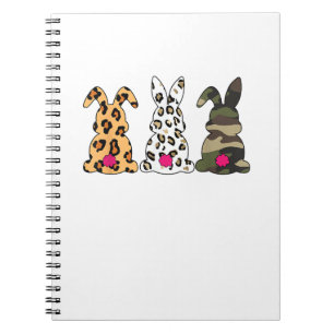 Rabbits Bunnies Leopard Camouflage Happy Easter Da Notebook