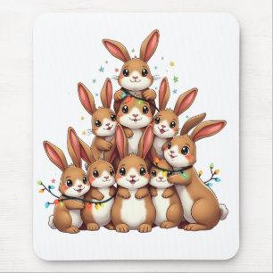 Rabbits Christmas Tree Merry Christmas Xmas Mouse Mat