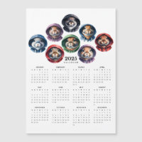 Rabbits Colourful Hoodies Circular Magnet Calendar