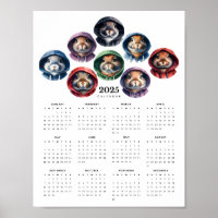 Rabbits Colourful Hoodies Circular Magnet Calendar