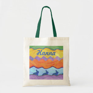 Rabbits Colourful Pattern Personalised Tote Bag