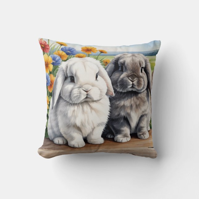 Rabbits Do Speak Lop Eared Bunny Cushion (Front)