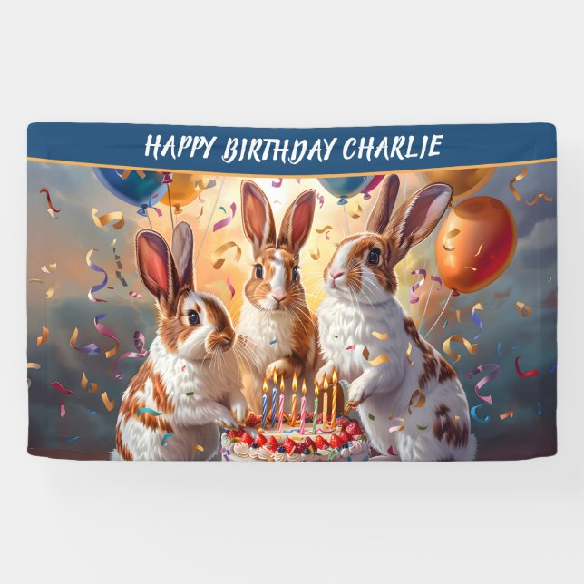 Rabbits Evening Birthday Party Banner (Horizontal)