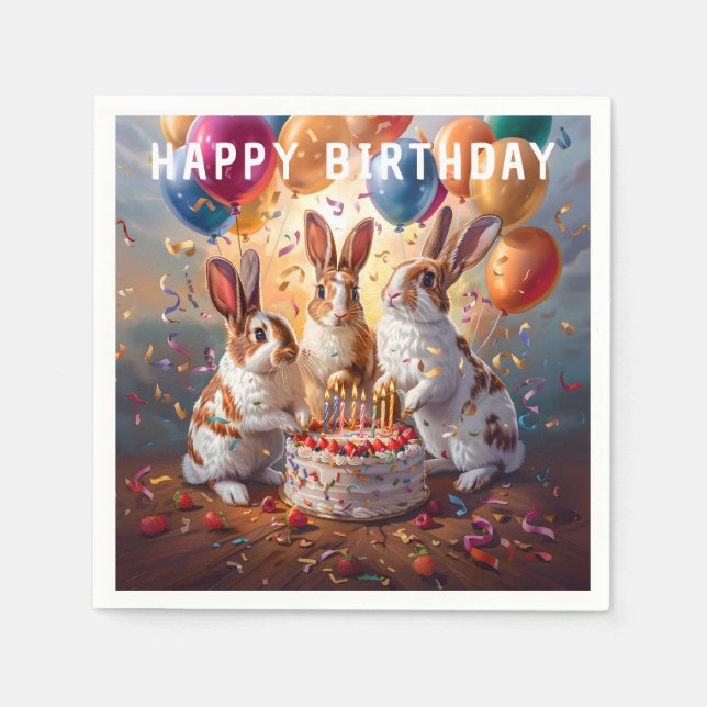 Rabbits Evening Birthday Party Napkin (Front)