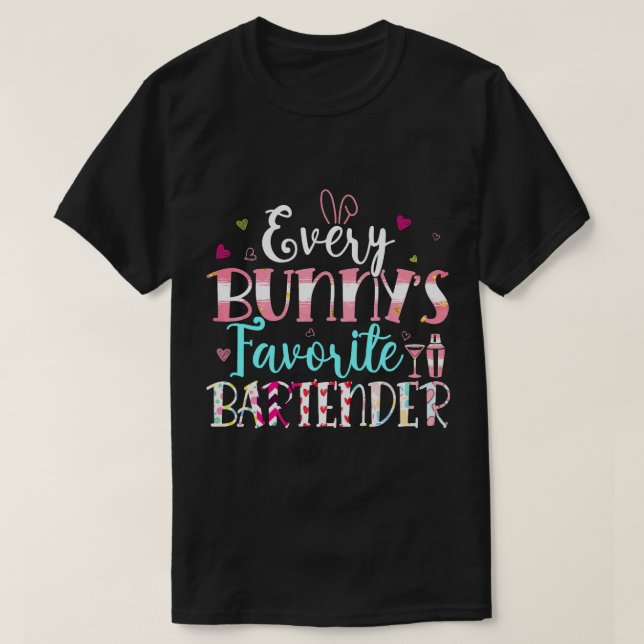 Rabbits Every Bunnys Favourite Bartender Cute Hear T-Shirt (Design Front)