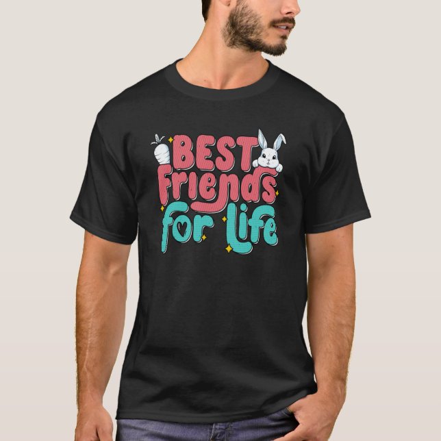 Rabbits Friends For Life Cute Bunny Mom Bunnies T-Shirt (Front)