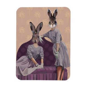 Rabbits in Purple Magnet