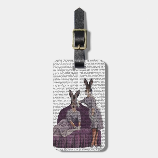 Rabbits in Purple.png Luggage Tag (Front Vertical)