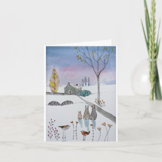 Rabbits in the Snow Greetings Cards
