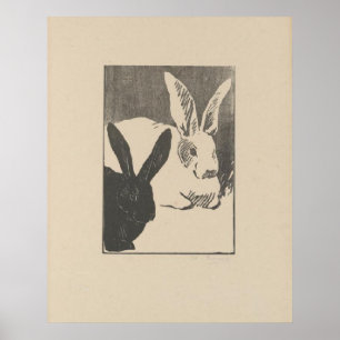 Rabbits (Les lapins) Henri Charles Guérard (1846 Poster