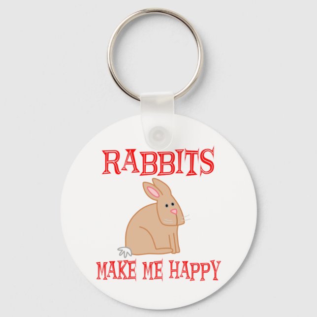 Rabbits Make Me Happy Key Ring (Front)