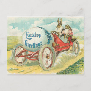 Rabbits on a Sunday Drive - Easter Gift Holiday Postcard