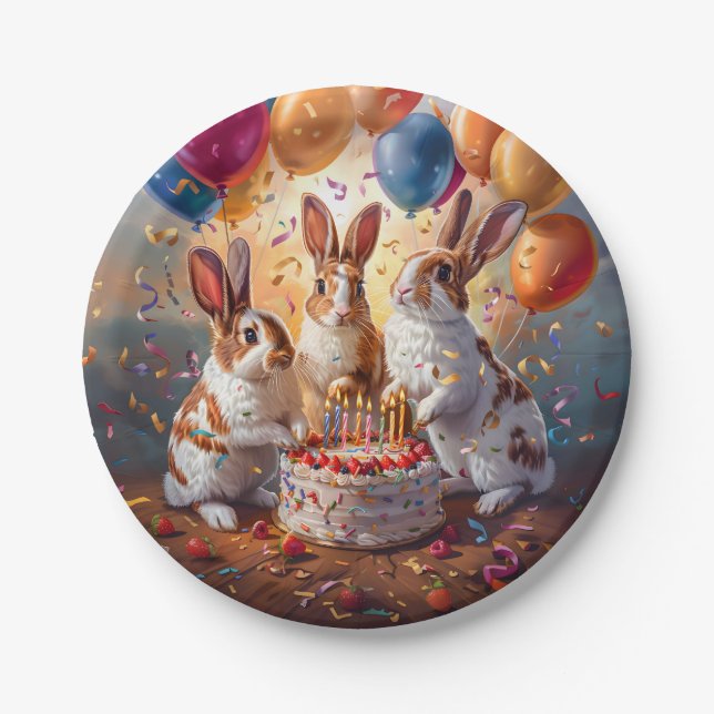 Rabbits Party Paper Plate (Front)