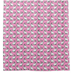 Rabbits Pattern - Black and White and Pink Shower Curtain