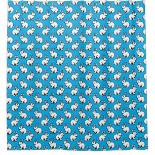 Rabbits Pattern - Black and White and Sky Blue Shower Curtain