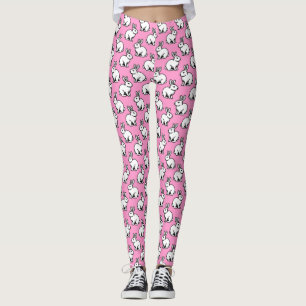 Rabbits Pattern - Black and White with Pink Leggings