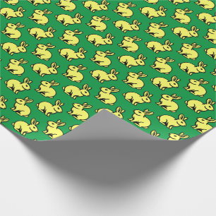 Rabbits Pattern - Lt Yellow, Black and Kelly Green Wrapping Paper