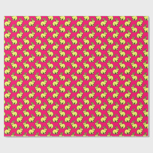 Rabbits Pattern - Lt Yellow, Black and Neon Red Wrapping Paper